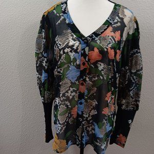 NWOT CABI Long Sleeve Snake Charmer Blouse Size M